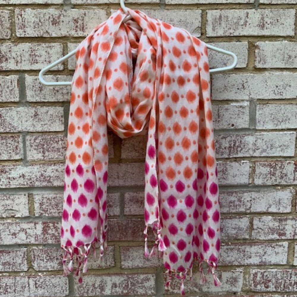 Orange, pink, cream scarf
